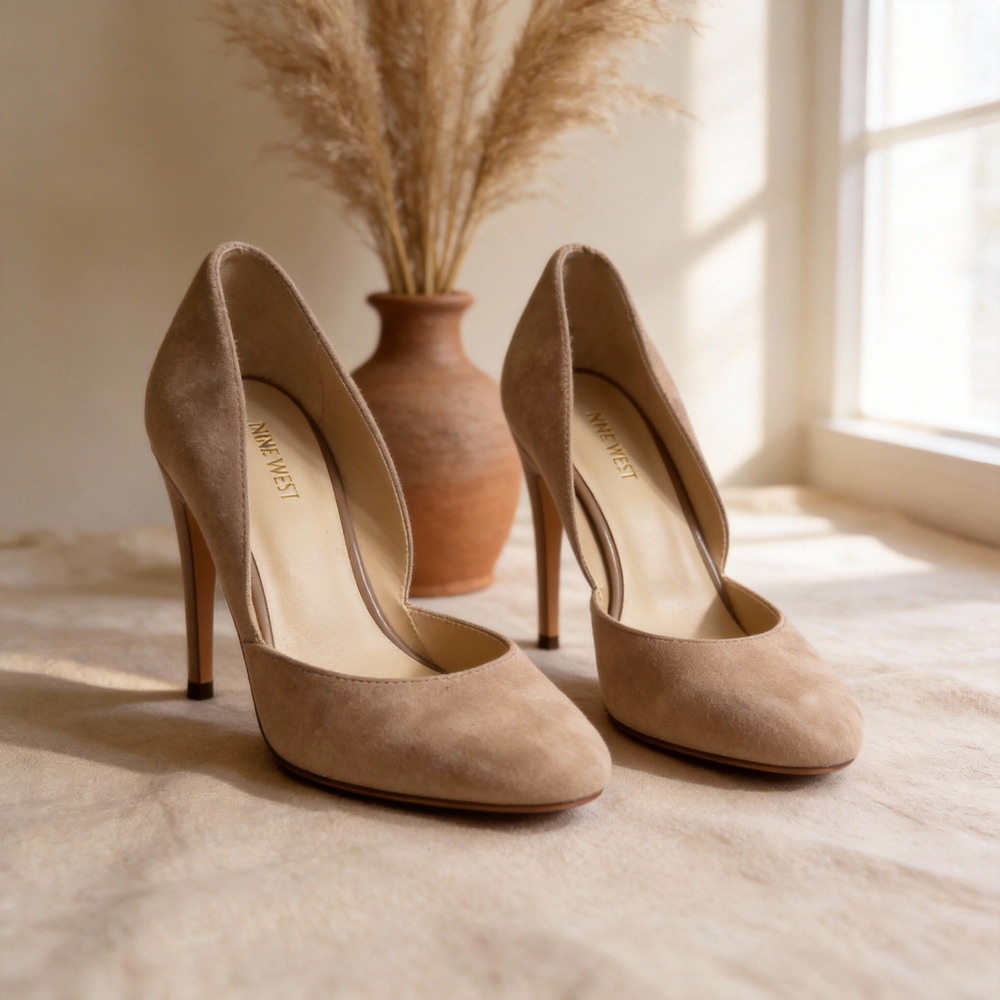 Nine West Tan Suede Heels